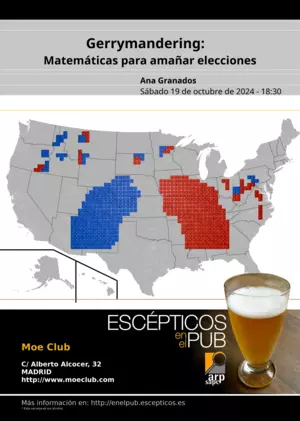 Cartel de la charla «Gerrymandering: Matemáticas para amañar elecciones»