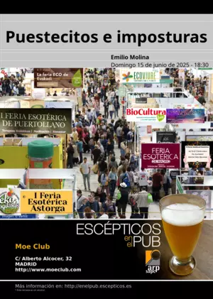 Cartel de la charla «Puestecitos e imposturas»